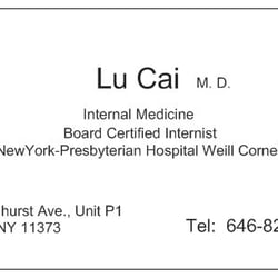 Lu Cai,MD - English Business Card