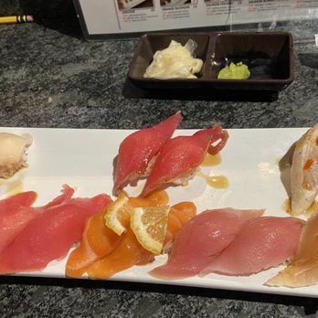 Kuma Sushi - Assorted nigiri- oni, ahi, Cajun ahi, salmon, and yellowtail - Sushi Bars Near Me - Reno, Nevada