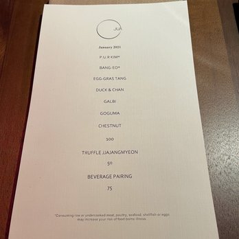 JUA - January 2021 Menu - Korean Near Me - New York, New York JUA - January 2021 Menu - Korean Near Me - New York, New York