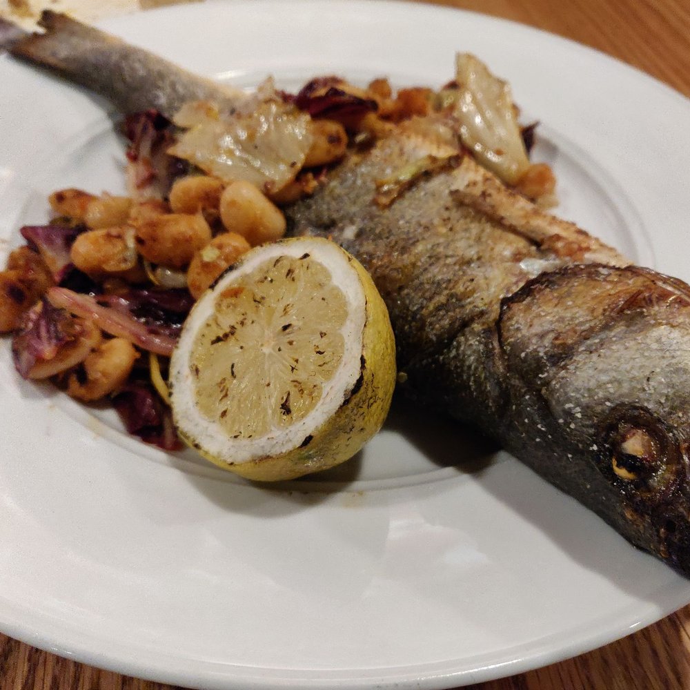 Carrello - Branzino with spicy fava beans - Italian Near Me - Seattle, Washington Carrello - Branzino with spicy fava beans - Italian Near Me - Seattle, Washington