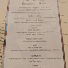 2018 Summer Restaurant Week menu 2018 Summer Restaurant Week menu