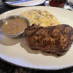 Filet and mashed potatoes.