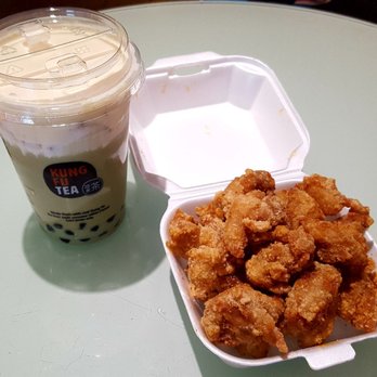 Kung Fu Tea - Matcha milk cap with tapioca and popcorn chicken. - Coffee & Tea Near Me - Chicago, Illinois Kung Fu Tea - Matcha milk cap with tapioca and popcorn chicken. - Coffee & Tea Near Me - Chicago, Illinois