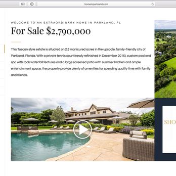 ActionWeb - A beautiful home for sale in Parkland, FL. The site includes videos made with a drone which we supervised and optimized for the web. - Web Design Near Me - Miami, Florida ActionWeb - A beautiful home for sale in Parkland, FL. The site includes videos made with a drone which we supervised and optimized for the web. - Web Design Near Me - Miami, Florida