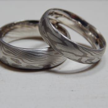 Diy Wedding Rings - The finished product! Mokume Gane, white gold/sterling silver mix. Thanks to Adam's expertise, we carved beautiful patterns. - Art Classes Near Me - San Francisco, California Diy Wedding Rings - The finished product! Mokume Gane, white gold/sterling silver mix. Thanks to Adam's expertise, we carved beautiful patterns. - Art Classes Near Me - San Francisco, California