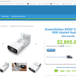 Preferred Homecare - This is the average cost of a Bi-PAP machine retail.