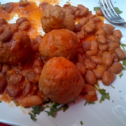 the Roman dish, veal meatball with beans..
