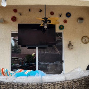 Mounting Vegas - Motorized tv wall mount in patio. - TV Mounting Near Me - Las Vegas, Nevada