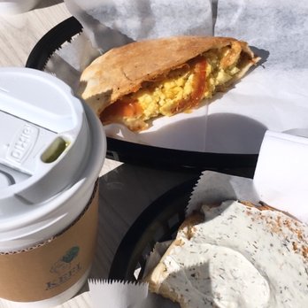 Kefi Streetside Cafe - Lemon dill Everything bagel + breakfast pita. Very good matcha:) - Coffee & Tea Near Me - Bradenton, Florida