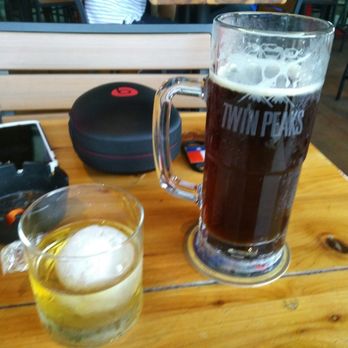 Twin Peaks - Cold brunette beer is my favorite with Glenlivet on the rocks with the ice ball - New American Near Me - Fort Worth, Texas Twin Peaks - Cold brunette beer is my favorite with Glenlivet on the rocks with the ice ball - New American Near Me - Fort Worth, Texas