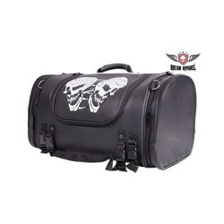 Ugly tire service - Medium Motorcycle Sissy Bar Bag / Trunk With Skull. Dimensions: 17" x 12" x 10.5"Strong nylon Velcro straps easy release $119.95