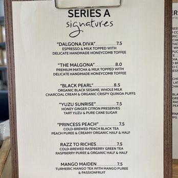 Series A Coffee - Signature drinks menu as of 8/8/23 - Coffee & Tea Near Me - Beverly Hills, California Series A Coffee - Signature drinks menu as of 8/8/23 - Coffee & Tea Near Me - Beverly Hills, California