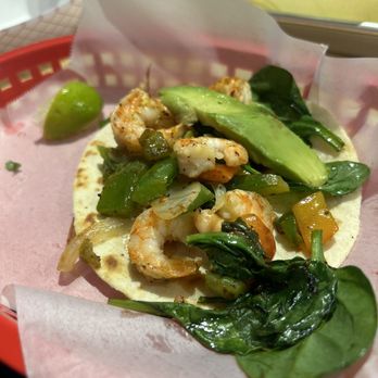Ale Taco - Grilled shrimp taco - comes with grilled veggies. I added the avocado and green sauce...SOO good! - Tacos Near Me - Lewisville, Texas Ale Taco - Grilled shrimp taco - comes with grilled veggies. I added the avocado and green sauce...SOO good! - Tacos Near Me - Lewisville, Texas