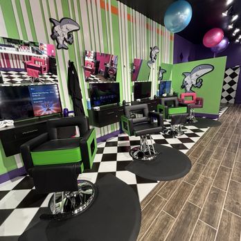 Sharkey’s Cuts For Kids - Big kids area with X-box stations - Kids Hair Salons Near Me - Magnolia, Texas Sharkey’s Cuts For Kids - Big kids area with X-box stations - Kids Hair Salons Near Me - Magnolia, Texas