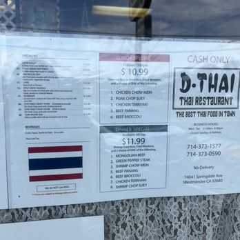 D Thai Chinese Restaurant - Menu 8/27/26 (ig: @cravingswithcat) - Chinese Near Me - Westminster, California