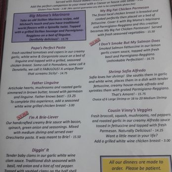 Spinellas - Partial dinner menu - American Near Me - Gresham, Oregon Spinellas - Partial dinner menu - American Near Me - Gresham, Oregon