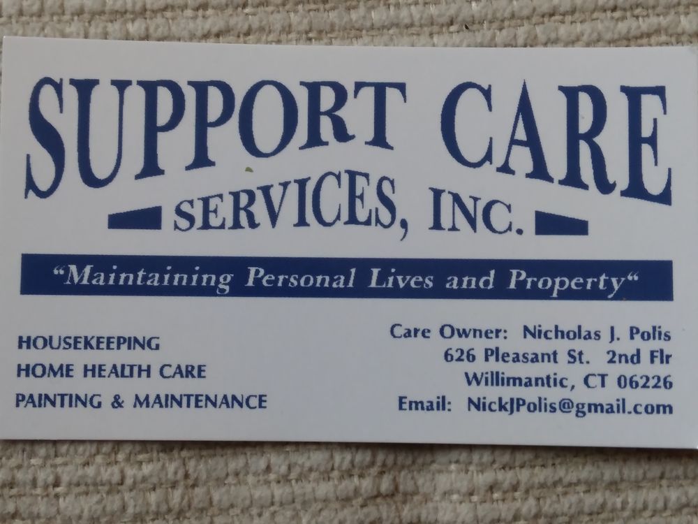 SUPPORT CARE SERVICES 626 Pleasant St, Willimantic, Connecticut