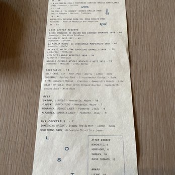 Lost Letter - Menu - Italian Near Me - Richmond, Virginia