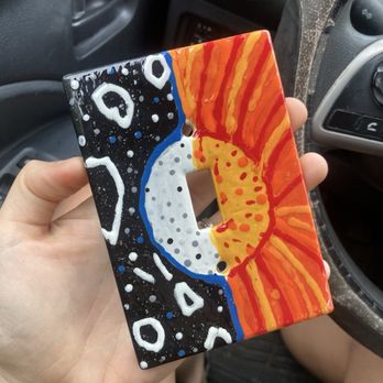 Ceramic Lodge - My husbands switch plate, glazed - Art Schools Near Me - Round Rock, Texas