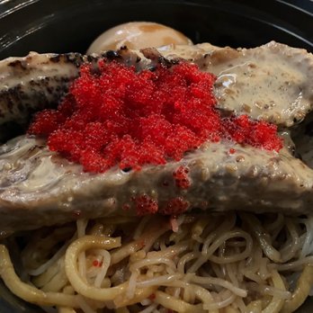 Prawnaholic Collections - Closeup of Dry Signature Torched Sesame Pork Rib Ramen - Food Stands Near Me - New York, New York