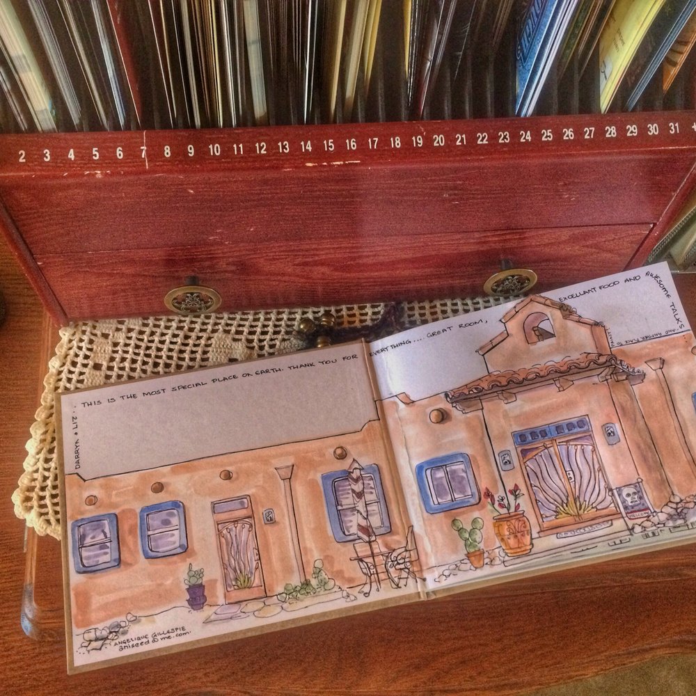 Down by the River Bed & Breakfast - Canadien artist and guest Angelique shared her art talent with this entry in the guest book - Hotels Near Me - Saint David, Arizona