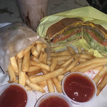 Lucky Boy - Large hot fries And a favorite Bacon, Avocado, Cheeseburger The Bacon is an awesome extra touch! - Fast Food Near Me - Pasadena, California Lucky Boy - Large hot fries And a favorite Bacon, Avocado, Cheeseburger The Bacon is an awesome extra touch! - Fast Food Near Me - Pasadena, California