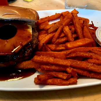 Restaurant 55 - Teriyaki Burger and sweet potato fries - American Near Me - Dover, Delaware