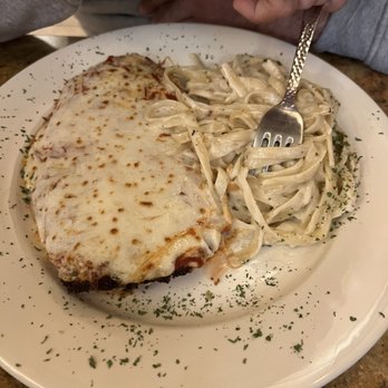 Italian Kitchen & Cafe - Chicken Parmesan with Fettuccini Alfredo Pasta (created) This one was 4.5 out of 5! - Italian Near Me - Riverview, Florida Italian Kitchen & Cafe - Chicken Parmesan with Fettuccini Alfredo Pasta (created) This one was 4.5 out of 5! - Italian Near Me - Riverview, Florida