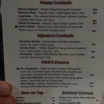 Piko - Cocktail Menu - Desserts Near Me - Salt Lake City, Utah Piko - Cocktail Menu - Desserts Near Me - Salt Lake City, Utah