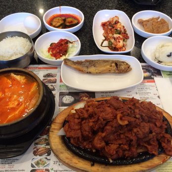 BCD Tofu House - Lunch is served: spicy pork w/ seafood soon tofu - Korean Near Me - Irvine, California