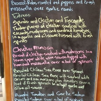 Mulberry Street Babylon - Menu when you walk in, look at the penmanship - Pizza Near Me - Babylon, New York