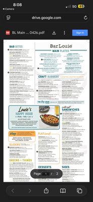 Menu photo 2 Bar Louie Tustin, CA