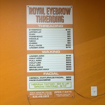 Royal Eyebrow Threading - Services - Threading Services Near Me - West Covina, California