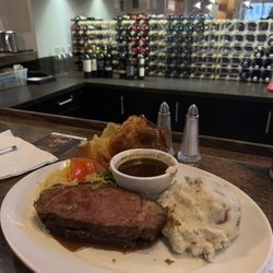 Sawmill Prime Rib & Steak House - Prime Rib with Yorkshire Pudding and Mashed Potatoes.