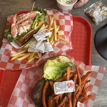 Impossible Burger w/ Sweet Potato Fries & Classic Maine Lobster Roll & Clam Chowder