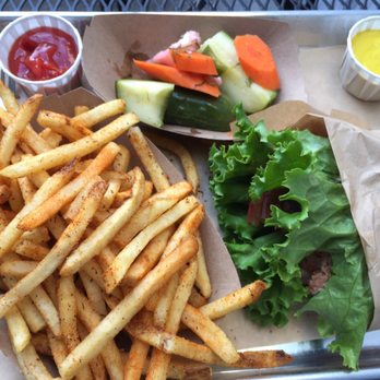Acme Burger - Impossible Burger on lettuce wrap with Cajun Fries - Burgers Near Me - Cotati, California Acme Burger - Impossible Burger on lettuce wrap with Cajun Fries - Burgers Near Me - Cotati, California