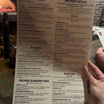 Proper Brick Oven & Tap Room - Menu July 2026 - Italian Near Me - Pittsburgh, Pennsylvania