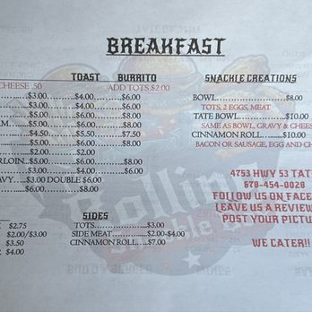 The Rolling Snackle Box - Breakfast menu (on paper) - Chicken Wings Near Me - Tate, Georgia The Rolling Snackle Box - Breakfast menu (on paper) - Chicken Wings Near Me - Tate, Georgia