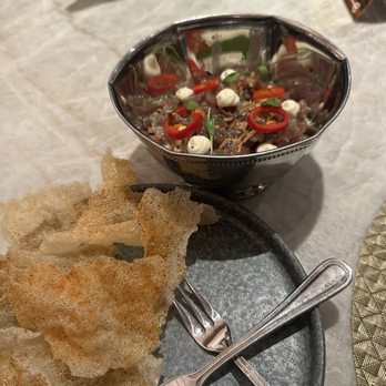 Credence - Fresh tuna with rice cakes (correct me if I'm wrong) - New American Near Me - Houston, Texas