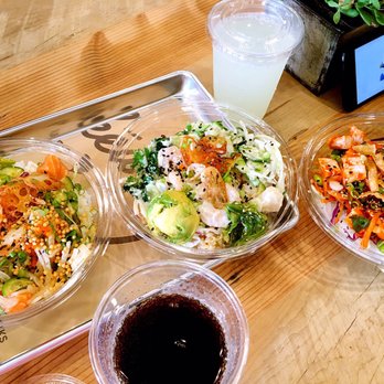 Pokeworks - Salmon shiso, wasabi shrimp and scallops, chicken. Mouth watering! - Poke Near Me - Irvine, California Pokeworks - Salmon shiso, wasabi shrimp and scallops, chicken. Mouth watering! - Poke Near Me - Irvine, California