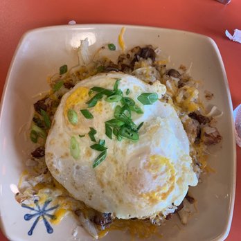Snooze, an A.M. Eatery - Hash brown scramble with egg - Breakfast & Brunch Near Me - Nashville, Tennessee