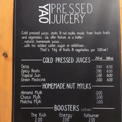 YAO Pressed Juicery - Menu