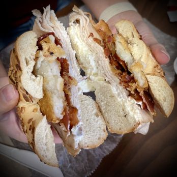 Bagels R US - Smoked Turkey & Bacon Sandwich with a hash brown! - Bagels Near Me - Jacksonville, Florida