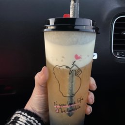 Lychee tea with cheese foam. I love the cute bear on the cup. Nice touch.