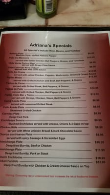 Menu photo 5 Adriana's Mexican Restaurant Cottonwood, AZ Menu photo 5 Adriana's Mexican Restaurant Cottonwood, AZ