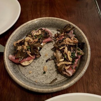 Blue Plate - Smoked Beef Bruschetta - American Near Me - San Francisco, California