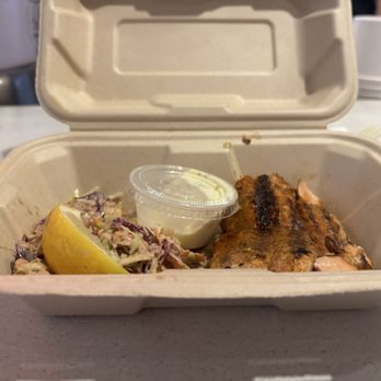 Market Grill - Grilled salmon with coleslaw - Seafood Near Me - Seattle, Washington Market Grill - Grilled salmon with coleslaw - Seafood Near Me - Seattle, Washington