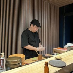 Johan the sushi chef and his beautiful box of fish. (Plus mini blowtorch!)