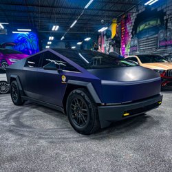 Tinterz - Cybertruck - Color change with paint protection film - Blue Purple Satin - Window tint - Custom Decals