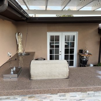 Epoxy Masters - Front shot of epoxy coated (three coats) outdoor BBQ countertops. - Flooring Near Me